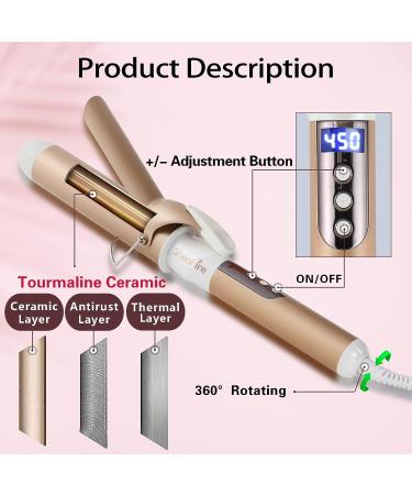 ShenFire 1.5 inch Curling Iron - Long Barrel Dual Voltage Wand with Ceramic Tourmaline Coating for All Hair Types - Fast Heat Up, Glove Included, White - Buy Online on GoSupps.com