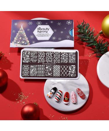 BEAUTYBIGBANG 4-Pack Christmas Nail Stamping Plate | Winter Nail Art Design Stamp Kit - Snowflake Santa Reindeer Tree | Manicure Template Set for New Year Gift - Buy Online on GoSupps.com