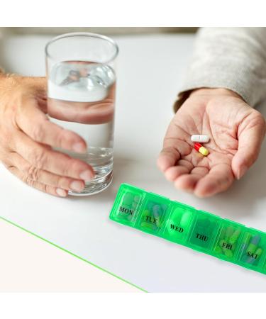 Pill Boxes 7 Day 1 Times a Day - Pill Box Organiser Weekly Tablet Box | Daily Pill Organiser with Dosset Compartments | Conveniently Sized Portable Medicine Storage Box (Green) - Buy Online on GoSupps.com