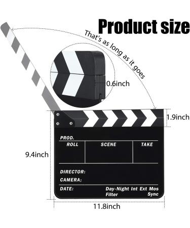Acrylic Film Clapboard Set with Pens and Eraser - 12 x 9.5 Inches Studio Video Slate for Movie Directors and Scene Shot Supplies - Buy Online on GoSupps.com