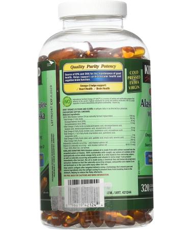 Kirkland Signature 100% Wild Alaskan Salmon Oil 90 EPA 110 DHA 1200mg - 320 Enteric Coated Softgels - Buy Online on GoSupps.com