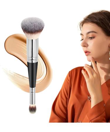 Blush Brush For Cheeks - Dual-Ended Foundation Brush | Beauty Make Up Tool For Women Girls For Travel Business Trips Wedding Daily Life Black Handle Silver Tube - Buy Online on GoSupps.com