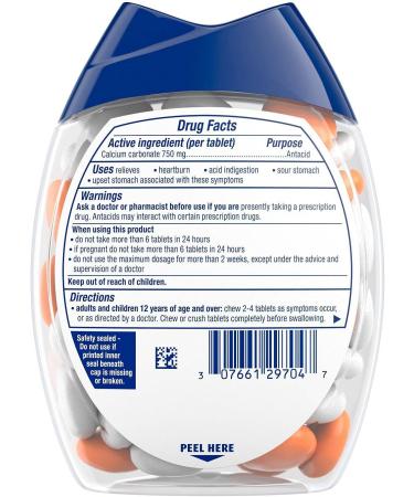 TUMS Chewy Bites Orange and Cream Extra Strength Antacid - 60ct for Heartburn Relief - Buy Online on GoSupps.com