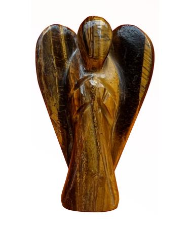 Yashcrystals Crystal Healing Gemstone Pocket Guardian Angels Reiki Powers 45mm to 50mm(approx 2") Hand Carved (Tiger Eye)
