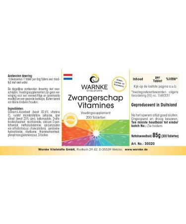 Vitamines pour femmes enceintes - avec 800 g d'acide folique - 200 comprim s pour 9 mois 13 micronutriments par comprim dosage s r | Warnke Vitalstoffe - Qualit des pharmacies allemandes - Buy Online on GoSupps.com
