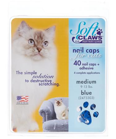 Soft Claws for Cats - CLS (Cleat Lock System), Size Medium, Color Blue
