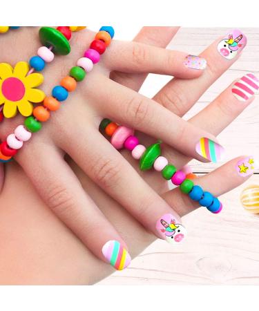 144pcs Kids Unicorn Press on Nails - Self-Adhesive Short Fake Nails Kit with Glue Tabs - Fun Nail Art for Girls - Buy Online on GoSupps.com