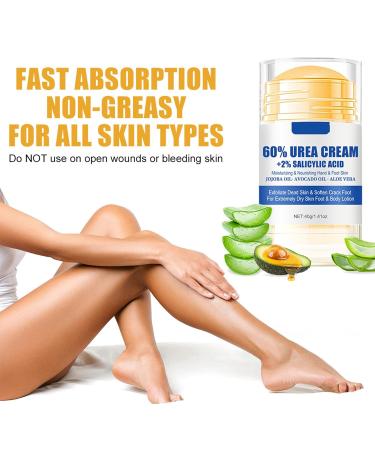 60% Urea & 2% Salicylic Acid Foot Cream - Deep Moisturizer for Dry Cracked Skin on Feet Knees Elbows & Hands - Exfoliates & Nourishes for Soft Smooth Skin - Unisex 1.41oz - Buy Online on GoSupps.com