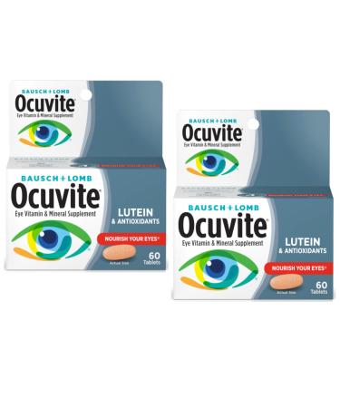 Bausch + Lomb Ocuvite Eye Vitamin & Mineral Supplement Contains Zinc Vitamins A C E & Lutein 60 Tablets (Pack of 2)