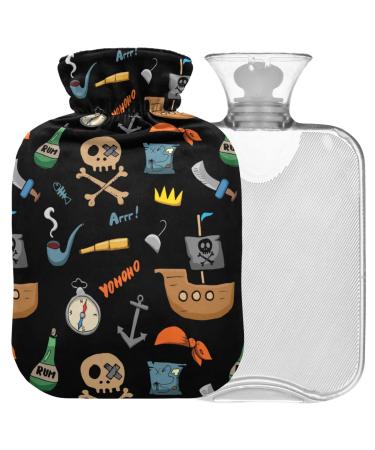 Naanle hot water bottle with cover dead head transparent hot water bottle 1 l for bed hand feet warmer pain relief heat and cold therapy