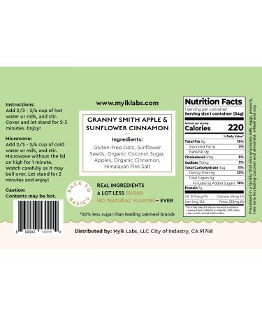 Mylk Labs Apple Cinnamon Instant Oatmeal - Nut Free, Gluten Free, High Fiber & Protein, Low Sugar - Pack of 6 - Buy Online on GoSupps.com