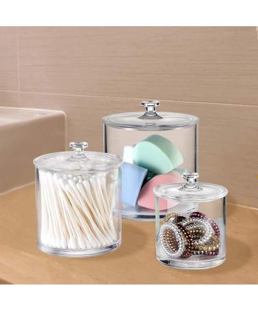 Pack of 3 Round Cotton Swab Holders - Stylish Dispenser & Storage Box for Cotton Swabs - Buy Online on GoSupps.com