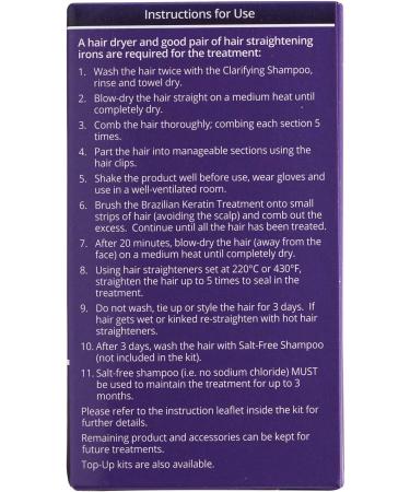 Salon Quality Brazilian Straight Purple Keratin Treatment Kit | Professional Results | 1-3 Applications | Hair Straightening, Blow Dry, Smoothing | Frizz Free at Home - Buy Online on GoSupps.com