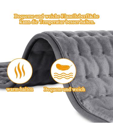 Heating Cushion - Soft Flannel Heat Pad for Back Neck Shoulder & Belly | Automatic Shutdown | Dark Gray 85x43cm - Buy Online on GoSupps.com