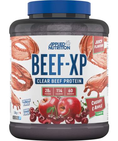 Applied Nutrition Beef XP - Clear Hydrolysed Beef Protein Isolate Fruit Juice Style Dairy Free Beef Protein Powder Lactose Free Zero Sugar Low Fat 1.8kg - 60 Servings (Cherry & Apple)