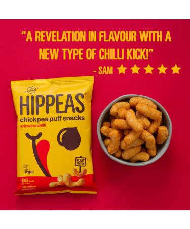  HIPPEAS HIPPEAS Chili Hot Chili Sriracha Chickpea Puff Vegan Chips | 10 78g Sharing Bags | Plant Based Protein & Fiber Source Gluten Free & Artificial Flavours Light Crunch 91 Calories Per Serving - Buy Online on GoSupps.com