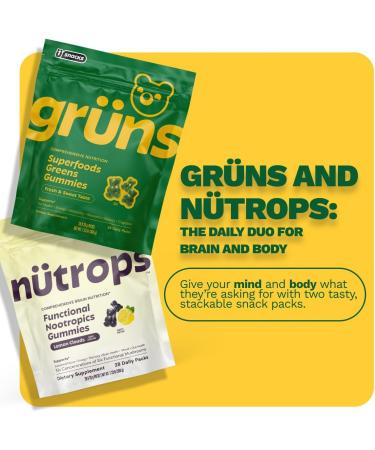 Nutrops Lions Mane Mushroom Gummies for adults Functional Nootropics Herbal Brain Supplement for Energy Brain Health Cognitive Memory & Focus Reishi Chaga Cordyceps Coriolus 28 daily Packs Low Sugar - Buy Online on GoSupps.com