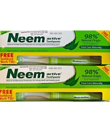 Neem Active Herbal Toothpaste with Pure Extract of Neem Herb 2 Pack (2 x 200 g)