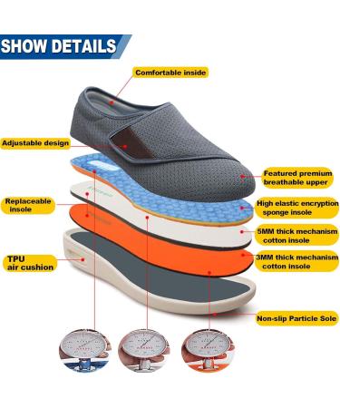 Orthopedic Arch Support Walking Shoes for Elderly Women - Light Gray, Men 7.5/Women 9 - Buy Online on GoSupps.com