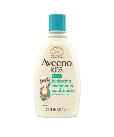 Aveeno Kids 2-in-1 Hydrating Shampoo & Conditioner Gently Cleanses Conditions & Detangles Kids Hair Formulated with Oat Extract for Sensitive Skin & Scalp Hypoallergenic 12 fl. oz Lightly Scented 12 Fl Oz (Pack of 1)