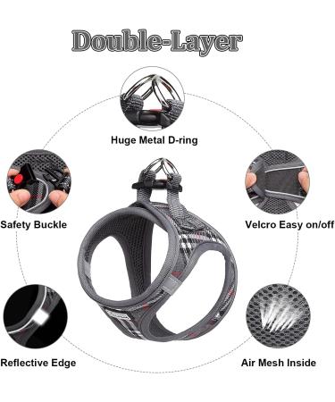 Suredoo Dog Harness for Small & Medium Dogs - Reflective Breathable Adjustable with Leash | Perfect for Puppies - Gray Checkered XL - Buy Online on GoSupps.com