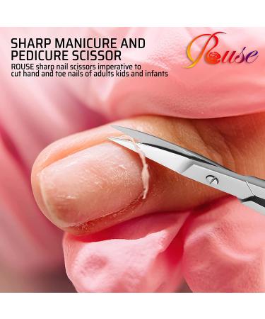 ROUSE Professional Curved Cuticle Scissors for Nails, Cuticles, Eyebrows, and Beard - Extra Fine Precision Manicure/Pedicure Scissors - Buy Online on GoSupps.com