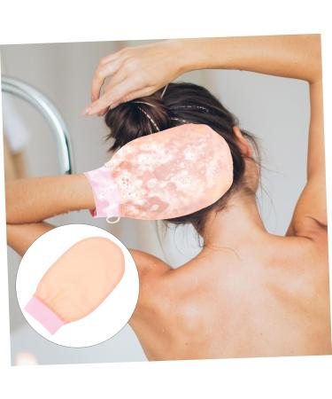 Buy Mud Bath Towel & Exfoliating Gloves Premium Bathing Mittens for Body Scrubbing | Silk Pink Lotus Color - Buy Online on GoSupps.com