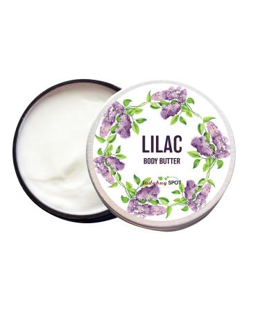 Lilac Shea Body Butter | 2 oz Jar | 12% Shea Butter with Coconut Oil Hyaluronic Acid & Vitamins B5 & E | Non-Greasy Fast Absorbing Moisturizer