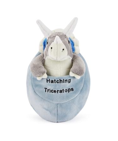 Zappi Co Plush Children's Stuffed Soft Cuddly Plush Toy-Part of Safari Animals Collection Perfect for Kids (15cm Height)(Easter Egg Triceratop Dinosaur) Triceratop Hatching