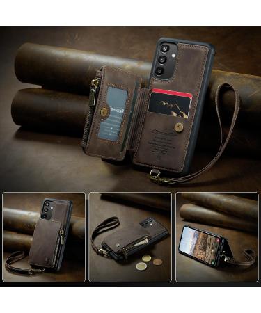 Buy Soonic Leather Cover for Samsung Galaxy A34 5G - Magnetic Zippered Protective Wallet Case with Coin Compartment (Brown) - Buy Online on GoSupps.com