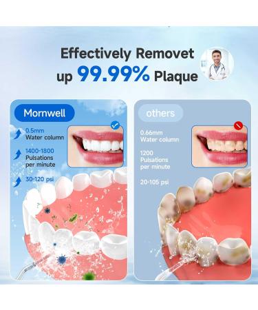 Mornwell Portable Water Dental Flosser - Cordless IPX7 Waterproof Oral Irrigator with 300ML Tank for Home & Travel - Black - Buy Online on GoSupps.com