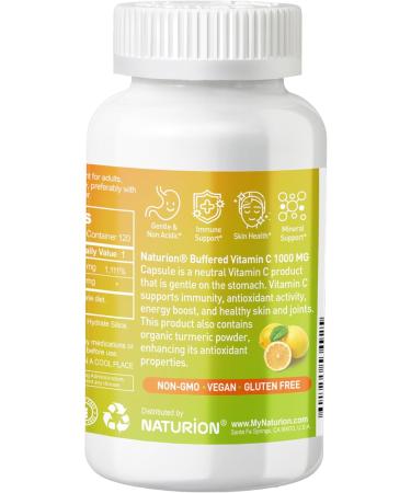 Buffered Vitamin C 1000 mg with Organic Turmeric - Antioxidant & Immune Support - Healthy Skin & Joints - Gluten & Dairy Free - 120 Vegan Capsules 120 Day Supply 120 Count (Pack of 1) - Buy Online on GoSupps.com