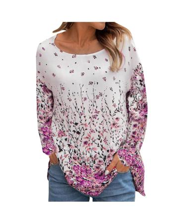 Casual Tank Tops Print Round Tees Womens Neck Sleeve Loose Shirts Workout Long Womens Short Sleeve Raglan Tee Purple X-Large