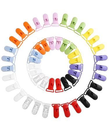 LIHAO Pacifier Clips Set Plastic Pacifier Chain Clips Colorful T-Clip Baby Clip (50 PCS - 10 Colors) - Buy Online on GoSupps.com