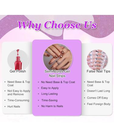Semi Cured Gel Nail Strips 16 Pieces Gel Nail Polish Stickers Solid Color Full Nail Wraps Soft Self Adhesive Natural French Tip Manicure Kit with 2 Prep Pads Nail File & Wooden Stick - Brown - Buy Online on GoSupps.com