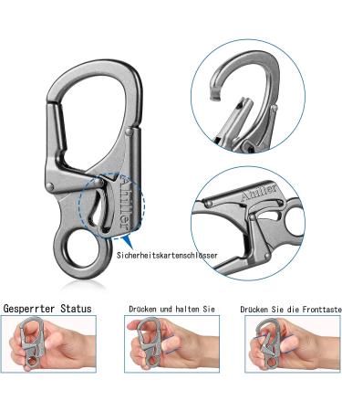 Buy Double Locking 3-Inch Alloy Carabiner | Small Black Carabiner Hook for Climbing Hiking & Camping | Keychain Style - 1 Piece - Buy Online on GoSupps.com