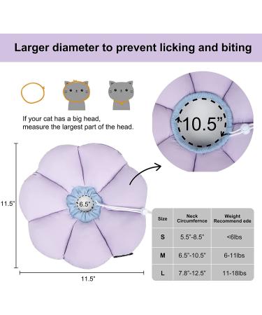 HiDREAM Cat Cone Collar | Cute & Waterproof Elizabethan E-Collar for Cats | Anti-Bite & Lick Wound Healing Collar | Safety Cat Recovery Collar | Medium - Purple - Buy Online on GoSupps.com