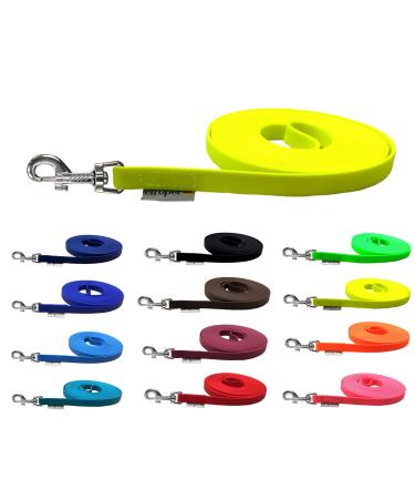 Terrified leash for dogs Biothane dog leash medium / large dogs width 16mm / 3m / 5m / 10m / 15m (1.30m with hand loop neon yellow) 1.30m with hand loop neon yellow