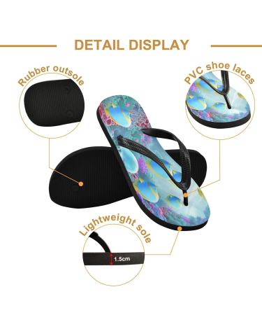 Mnsruu Underwater World Flip-Flops - Jellyfish & Coral Reef Design | XS for Men & Women | Perfect for Home Hotel Spa & Travel - Buy Online on GoSupps.com