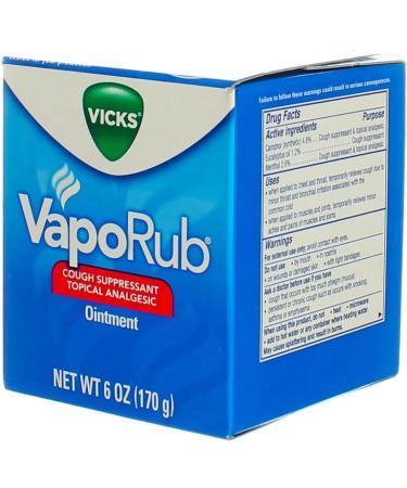 Vicks VapoRub Ointment 6 oz - Fast Relief for Cough and Congestion - Buy Online on GoSupps.com