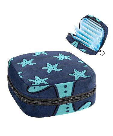 Women's bonds storage bag Stillpad Halter Seestern pattern blue background portable period kit pocket feminine product bag for women girls color2