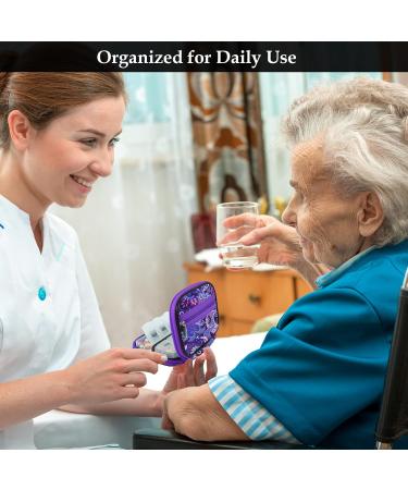 Serfeymi Weekly Travel Pill Organizer - Removable 7 Day Pill Box - Fashionable Purple Pill Case for Purse - Medicine Vitamin Supplement Container - Buy Online on GoSupps.com