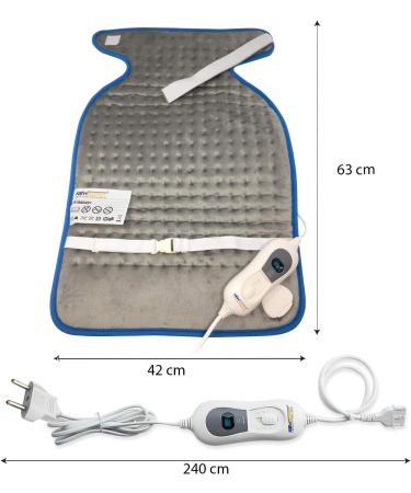 Newsumit Heating Cushion for Neck & Back Pain Relief | 3 Temperature Levels | Rapid Warm-Up | 90min Auto Shut-Off | 63x42cm - Buy Online on GoSupps.com