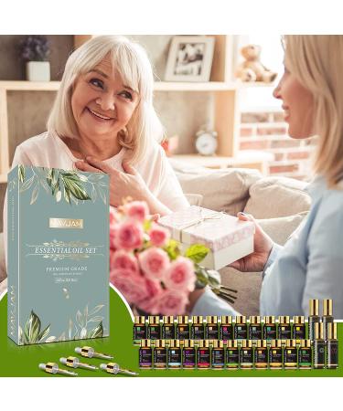 MAYJAM 28Pcs Essential Oil Gift Set for Diffusers, Skin Care, Massage - 24 x 5ml Pure Oils and 4 x 10ml Blends - Perfect Gift for Friend - Buy Online on GoSupps.com