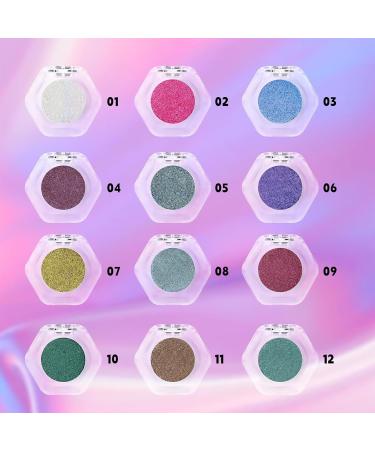 Shimmer Eyeshadow - 12X Girls Sparkly Eye Shadow Single Buildable Reflective Glitter Eyeshadow Single for Travel Daily Travel Parties Picnics - Buy Online on GoSupps.com