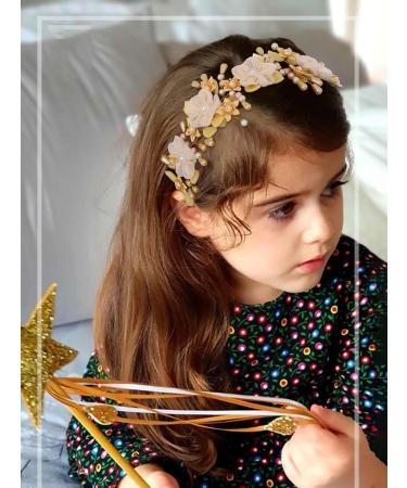 IYOU Flower Wedding Headbands Yellow Pearl Headpiece Floral Birthday Communion Bridal Hair Accessories for Girls - Buy Online on GoSupps.com