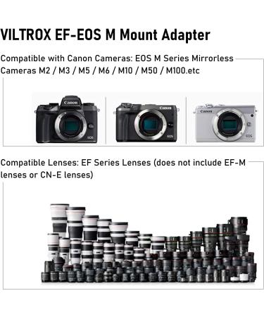 VILTROX EF-EOS M Auto Focus Adapter | Canon EF/EF-S Lens to Canon EOS M Mirrorless Camera | Lens Adapter for EOS M100 M50 M3 M10 M6 M5 - Buy Online on GoSupps.com