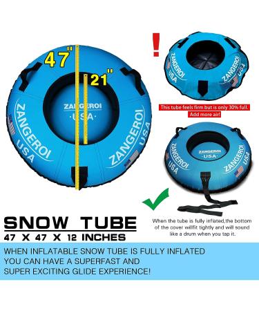 47 inch Heavy Duty Snow Tube for Kids and Adults - Inflatable Sled with Cover | Light Blue - Buy Online on GoSupps.com
