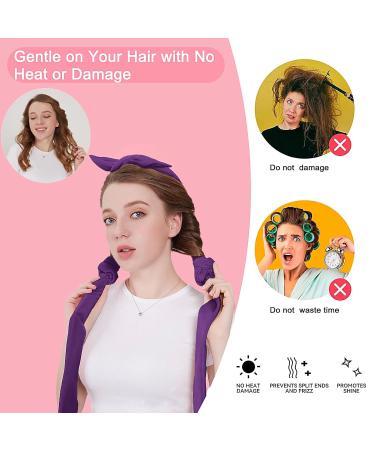Heatless Curling Rod Headband - Upgrade 60 Long Soft Hair Curlers for No Heat Curls | Sleep-In Hair Rollers (Purple) - International Shipping Available - Buy Online on GoSupps.com
