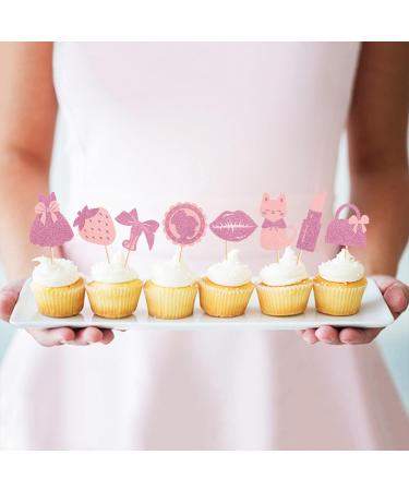Princess Cupcake Toppers 24 PCS Pink Glitter Girls Cupcake Toppers Princess Party Decorations Cupcake Picks for Wedding Bridal Shower Girls Birthday Party Cake Decorations Supplies - Buy Online on GoSupps.com